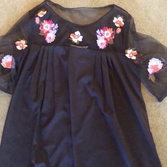 Yumi Black Floral Embroidered Shift Dress Size 10 - Picture 5 of 5